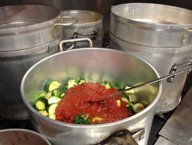 Zucchini Pomodoro Cooking in a Pot