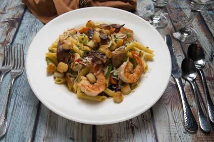 Holidays & Catering 2 Close up of shrimp and pasta dish