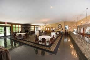 Holidays & Catering 22 Ridgecrest dining hall with elegant floor and table settings