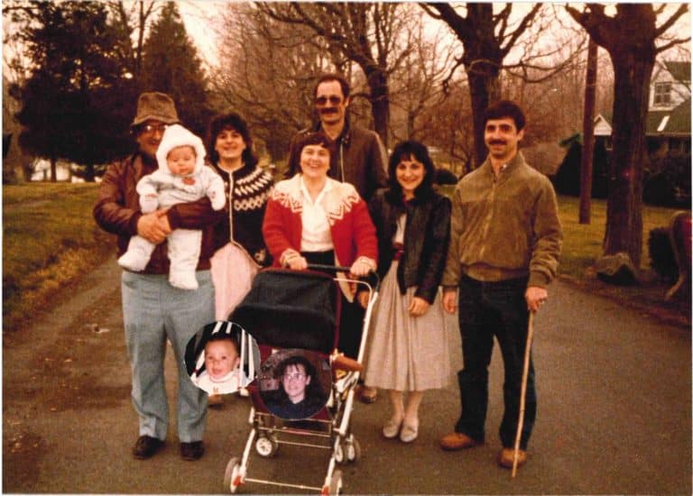 Pirone family walking on the property