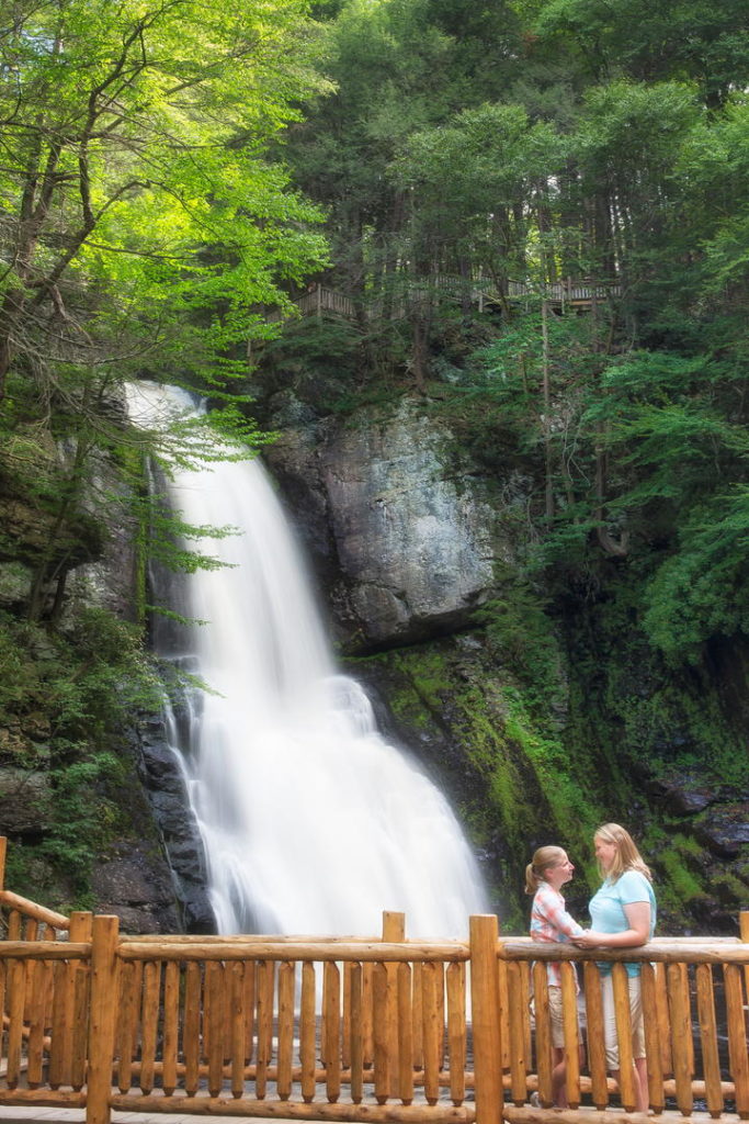 Couple waterfall romance