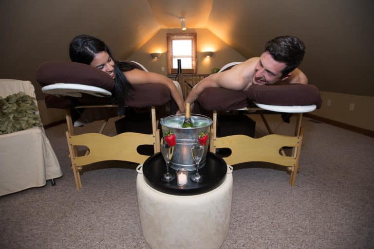 Relaxing couple's massage at the spa