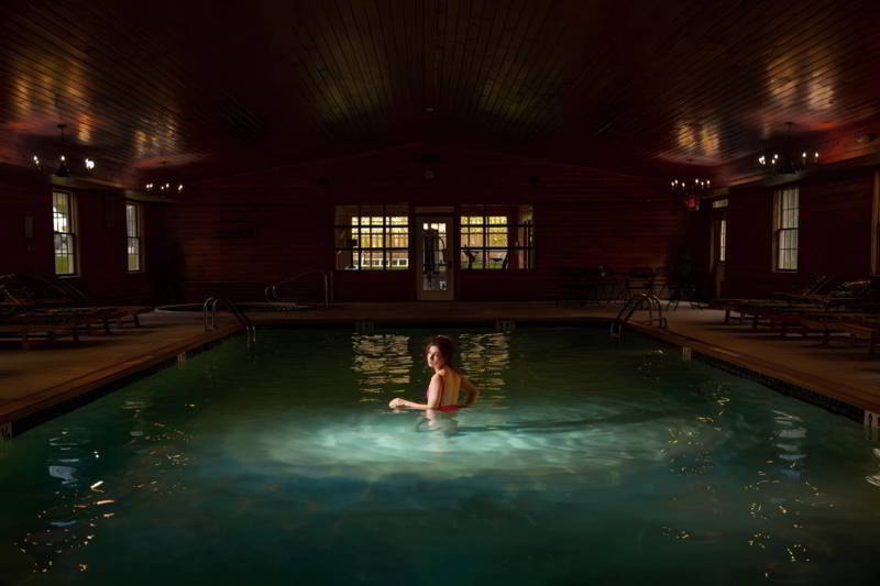 woman in indoor pool